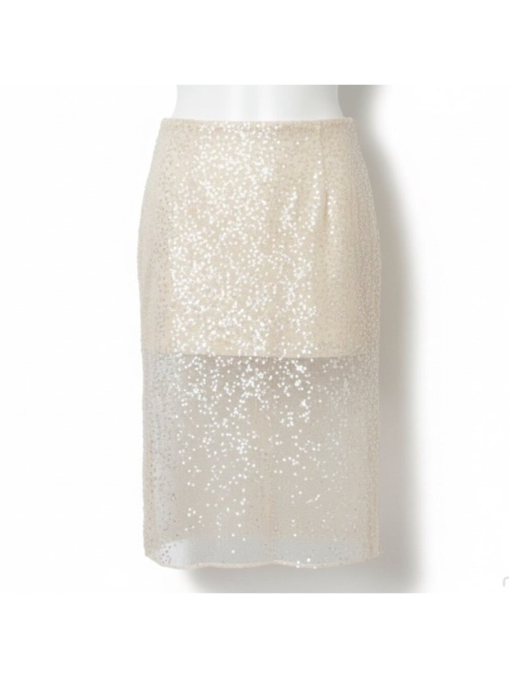 Open Edit Womens Beige Sequin Sheer Midi Skirt Size M